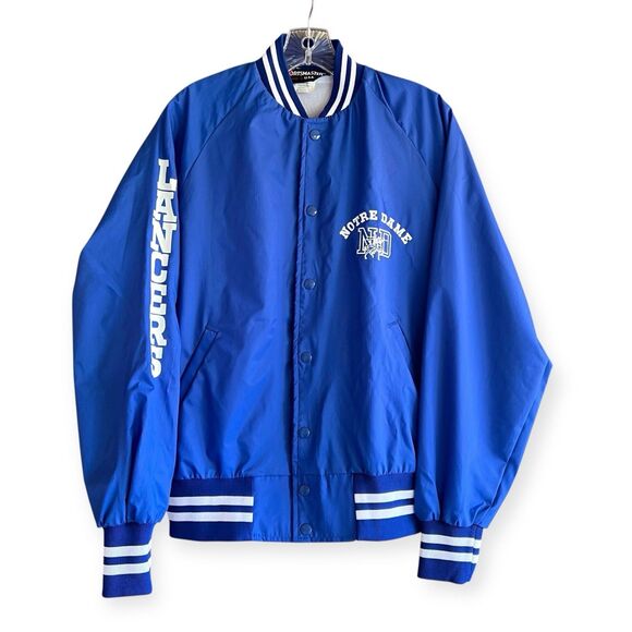 Sportsmaster Other - Vintage 80s Notre Dame Lancers Jacket Medium Blue Nylon Soft Shell Deadstock USA